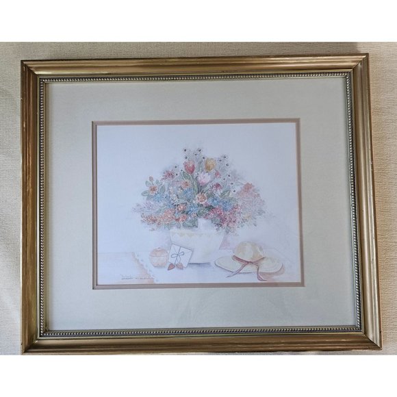 Mary Vincent Bertrand Signed Art Bouquet Vase With Sunhat And Letter 2264/2900 - Picture 1 of 8